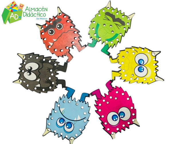 JUEGO DE ENSARTE CON 6 PIEZAS- MONSTRUOS