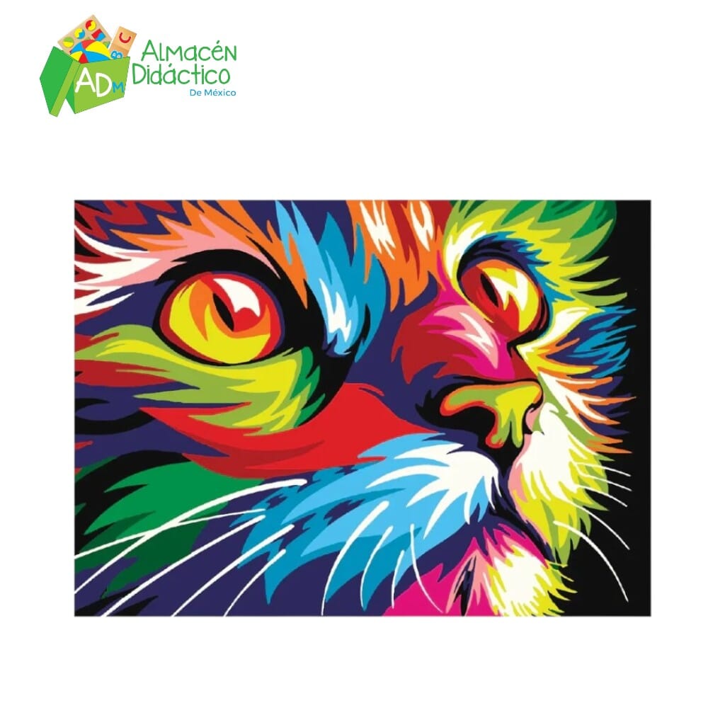 PINTA POR NUMERO - GATO MULTICOLOR
