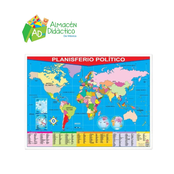 POSTER PLANISFERIO P/POLITICAL WORD MAP