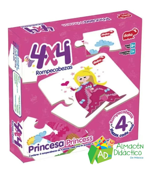 4X4 ROMPECABEZAS DE PRINCESA PARA NIÑOS