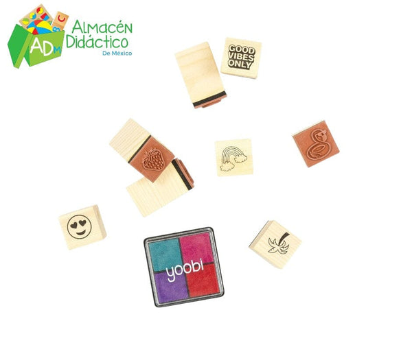 SELLOS DE MADERA SET DE 8 PIEZAS