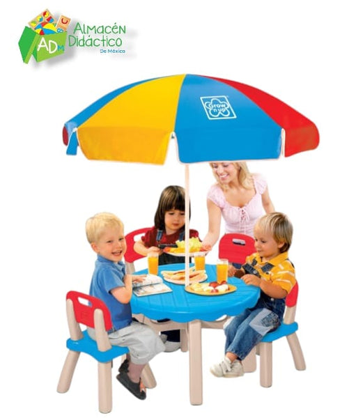 JUEGO DE PATIO DE VERANO (MESA CON SOMBRILLA Y SILLAS)