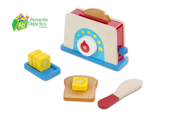JUEGO DE TOSTADOR DE MADERA - MELISSA & DOUG - BREAD & BUTTER TOASTER SET