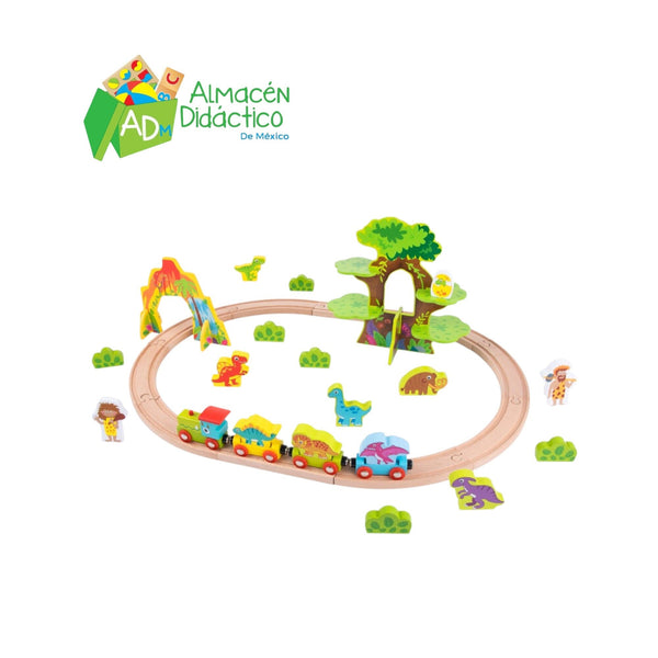 TREN DE MADERA DINOSAURIOS