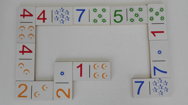 DOMINO DE MADERA NUMEROS Y CONJUNTOS