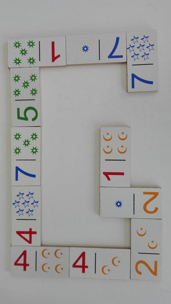 DOMINO DE MADERA NUMEROS Y CONJUNTOS