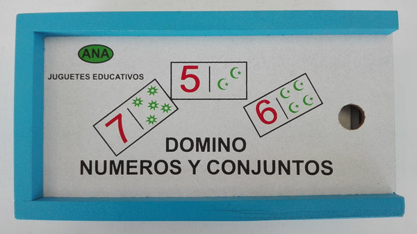 DOMINO DE MADERA NUMEROS Y CONJUNTOS