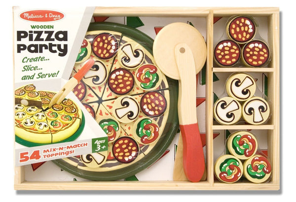 PIZZA DE MADERA - MELISSA & DOUG -  PIZZA PARTY / WOODEN PLAY FOOD